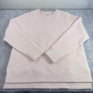 Calia Women's Pink Crewneck Sweater Double Side 1/4 Side Zip Ribbed Size‎ Large